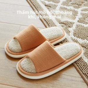 Dép Lê Vải Lanh Cotton Mùa Hè Trong Nhà Chống Trượt Cho Nam Và Nữ Mùa Xuân Thu Đông Dép Lê Thoáng Khí Thoải Mái