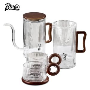 Bincoo Bình đựng cà phê đặt nhỏ gia đình chia sẻ nồi Cà Phê Cốc cao borosilized nồi thủy tinh