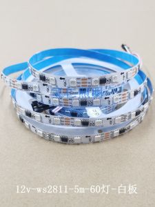 12V Full Color LED Strip Lights WS2811 White Board 5050 Colorful 60 Lights 5 Meters Running Water Horse Lamp Strip Engineering Model