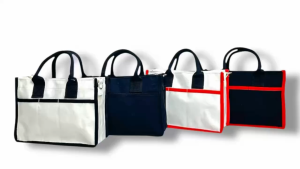 Canvas Tote Bag Japanese Multi-pocket Handbag with Zipper Top Handle Shoulder Bag Beg Wanita
