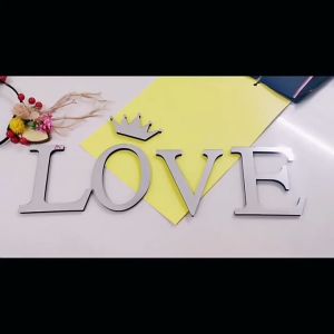 【Silver Color】Thickness 0.8cm 3D Acrylic Alphabet Wall Sticker Height 10CM A-Z Letter Home Decoration