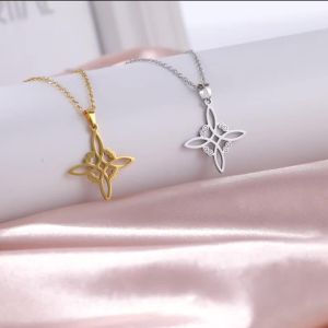 Skyrim Witch Knot Pendant Necklace Stainless Steel Choker Necklaces Vintage Amulet Witchcraft Jewelry Valentine Gift for Women
