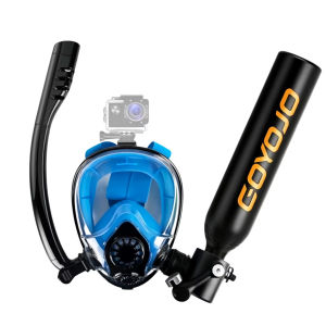 GOYOJO 0.5L Mini Scuba Diving Tank with Snorkeling Full Face Mask 5-10Mins Diving Cylinder Dive Equipment for Adults