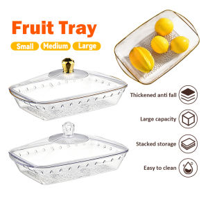 Transparent Buffet Food Tray with Cover And Handle Buffet Tray Set Dulang Hidangan dengan Penutup Food Container Bekas Biskut Raya Set