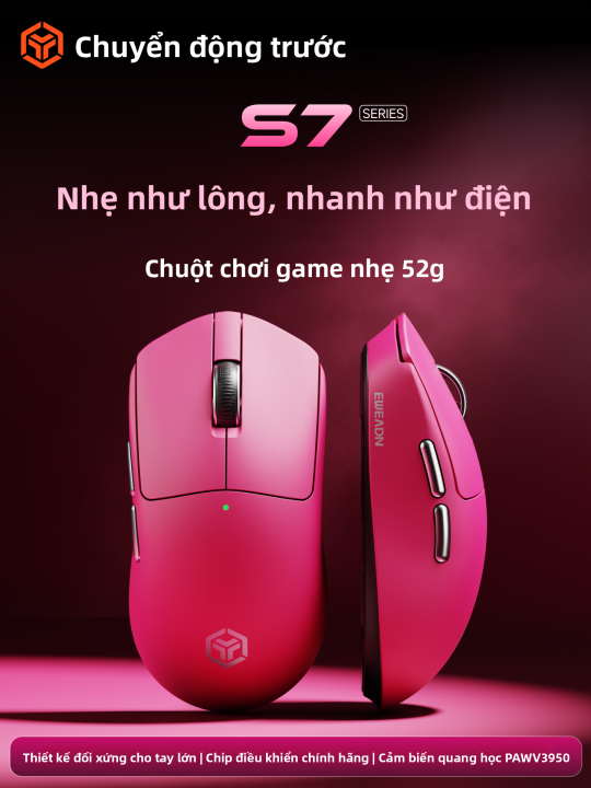 EWEADN | Chuột Gaming S7 siêu nhẹ, Không dây 3 chế độ, Cảm biến PAW3395 ...