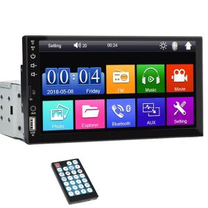 Hippcron Màn Hình Cảm Ứng 7 Inch 1 DIN Máy Nghe Nhạc Đa Phương Tiện Trên Ô Tô Có Đài FM Nguồn ISO Aux USB Bluetooth Mirror Link Autoradio