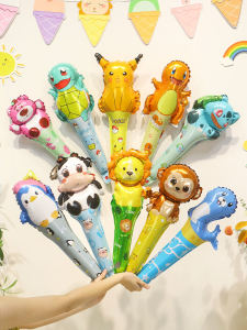 Cartoon Balloons Handheld Stick Baby Birthday Party Decoration Props Childrens Parade Cute Cartoon Theme Festival Supplies