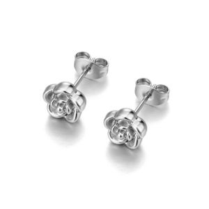 Lokaer Hợp Thời Trang Hoa Hồng Hoa Bông Tai Nữ Thép Không Gỉ Kim Loại Charm Mạ Vàng Tiệc Cưới Trang Sức Cho Bé Gái
