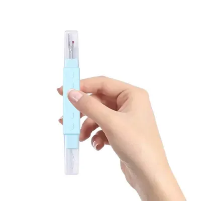 เข็มเลาะด้าย/ที่สนเข็ม 2in1 ที่เลาะผ้า/อุปกรณ์สนเข็ม 2อิน1 ที่เกี่ยวด้าย(ราคาต่อ1ชิ้น/คละสี)