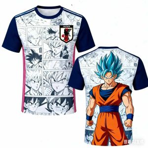 Bandai | Double Sided Print Dragon Ball Goku No.7 Soccer Jersey Super Saiyan Quick Dry Mesh Sports Uniform