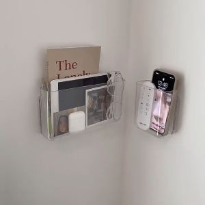 Wall-mounted Storage Box Punch-free Organizer Bathroom Wall Holder  Sticker Storage Shelf