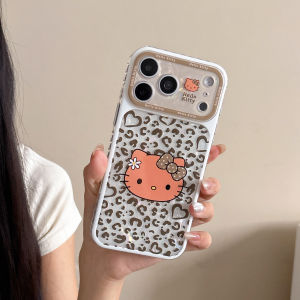 Sanrio | Luxury IMD Leopard Print Cute Sanrio Hello Kitty Case For iphone 17 16 15 17 Pro Max TPU Shockproof Protective Soft Phone Cover