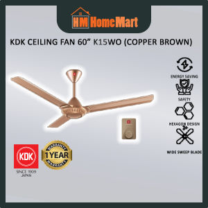 KDK Regulator Type K15WO 60" AC Motor Celling Fan (Silver/Copper Brown/White) (1 Year Warranty)