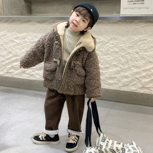 เสื้อคลุมบุขนสำหรับเด็กชุดฤดูหนาวเสื้อขนแกะสำหรับเด็กชายเสื้อผ้าเด็กหนาพิเศษแบบใหม่ปี2023เสื้อกันหนาวบุใยฝ้ายกันหนาวแฟชั่น