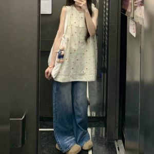 Áo ba lỗ nữ BINKAFENNY cổ tròn thêu hoa thanh lịch