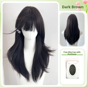 SHANGE | Natural Long Straight Black Wig For Women