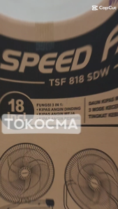 Hyperlite Kipas Angin Speed Fan 3 in 1 18 Inch TSF-118SDW 3 Fungsi Dalam 1 Kipas Kecepatan 3 Speed Button LOWMEDHIGH