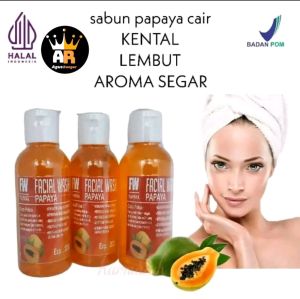 1-Pcs Sabun papaya cair ] facial wash sabun wajah glowing papaya [ 60ml ]   Mencerahkan Memutihkan Membersihkan Muka