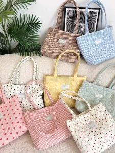 EchoBliss  กระเป๋าสะพายผู้หญิงความจุขนาดใหญ่กระเป๋าใส่ผ้าทอลายสก๊อตกระเป๋าใส่บัตรด้านในนุ่ม