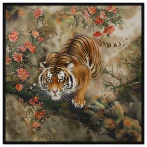 Tranh treo tường tranh dán tường Canvas con hổ phong cách sơn dầu cổ điển. CGI-342