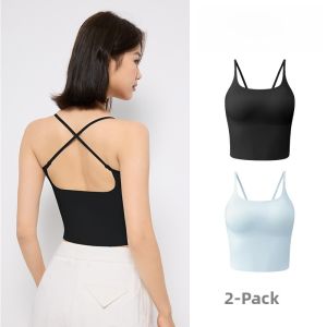 YOUKESHU | Ice Silk Camisole Vest Womens Spring Summer Short Style Inner Wear With Chest Pad Underwear White Base Tank Top