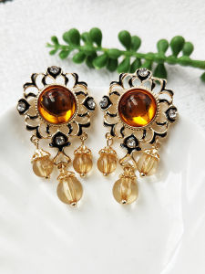 Hoa Tai Đính Đá Pha Lê Kiểu Cung Đình Cổ Điển Kim Bạc Rỗng Lớn Dành Cho Nữ Thời Trang Trang Sức Phụ Kiện