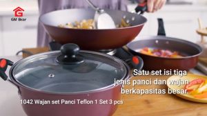Panci Set 3 IN 1 Anti Lengket Panci Isi 3 Tutup Kaca Panci Set Pot Cookware Set Anti Lengket