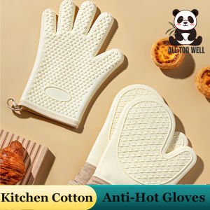 Anti-Hot Gloves Kitchen Cooking Cotton Microwave Oven Gloves Mitts Pot Pad Heat Proof Protect