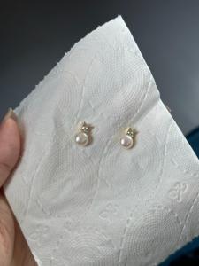 Exquisite French Style Mini Bun Pearl Zircon Earrings Elegant Simple Fashion Jewelry round Shape Copper Alloy Non-Magnetic