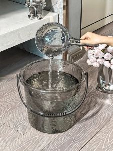 Large Size Handheld Transparent Plastic Water Bucket Set Thickened Laundry Bathing Storage Barrel for Student Dormitory Use