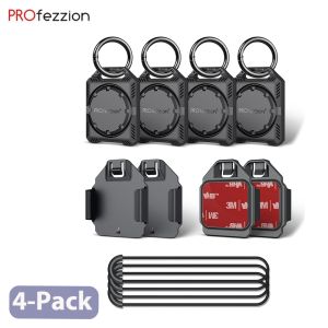 PROfezzion IPX8 Waterproof AirTag Holder Air Tag Case with Key Ring3M Adhesive Mount&Loop Strap for KeychainDog CollarBackpackLuggage BagBikeCar&More