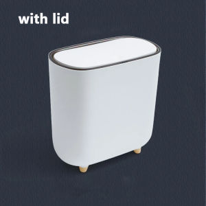 Bathroom Narrow Shape Trash Can Toilet Side Garbage Can with Lid Kitchen Odorproof Trash Bin Covered Trash Can Wastepaper Basket