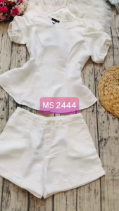 MYDU SHOP | MS 2444 – Set Bộ Sọt Gấm Hoa Tay Ngắn Phồng Dạo Phố