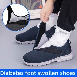 Lesvago Men or women diabetes foot sports shoes suitable for gout foot swelling wide foot deformed foot toe valgus Lightweight and breathable Non Slip Hook Loop elderly walking shoes