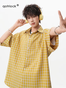 QOTRIOCK | Lemon Plaid Contrast Color Casual Shirt