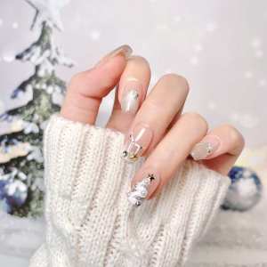 Winter New Handmade Wearable Nail Art Pure Light Therapy Nail Stickers Crystal Cats Eye Hand-Painted Snowflake Christmas Limited Edition