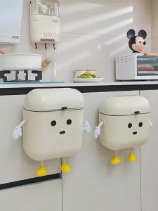 Wall mounted trash can no bending over home multifunctional kitchen dormitory bedside living room with lid storage paper basket