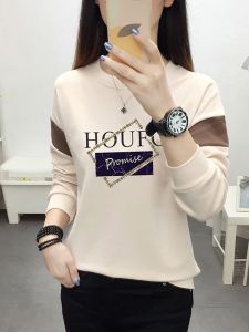 เสื้อยืดแขนยาวหลวมๆ สไตล์เกาหลีสำหรับผู้หญิงในฤดูใบไม้ร่วงปี 2025 เสื้อเชิ้ตผู้หญิงอเนกประสงค์สำหรับฤดูใบไม้ผลิและฤดูใบไม้ร่วง