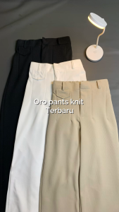 RADEN | Oro Pants Knit | Highwaist Cullote Pants - Hitam & Ivory / Celana Panjang Korean Style