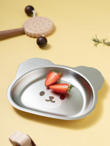 Kids 304 Stainless Steel Baby Bowl Kindergarten Eating Plate Baby Plate Suction Cup Integrated Baby Fruit Plate