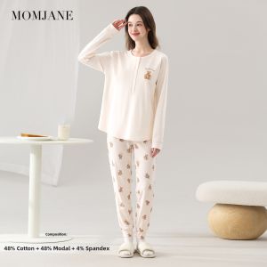 Mom Jane | Breastfeeding Nightwear for Pregnant Women Modal Cotton Absorbent Postpartum Homewear Set
