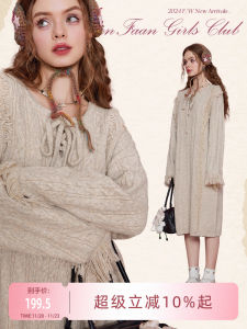 SEENFAAN Autumn New Loose Long Sleeve Texture Straight Cut Dress Splicing Twisted Flower Design Street Style Natural Waist H Version