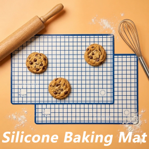Silicone Baking Mat with Grid 12"x8" Quarter Sheet Ultra Thick Reusable Non-Stick Oven Liner Sheet for Cookies Macarons