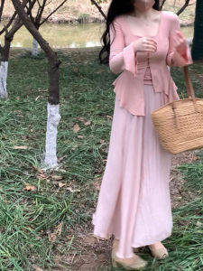 Slimming Midi Half Body Set Dress Two Piece Soft Style Zen Mind New Chinese Gentle Wind Fairy Skirt Polyester Spring 2023