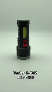 KUKE Senter L-822 OSL + COB LED (2in1) / Senter Penerangan Jarak Jauh Rechargeable Flashlight Torch Light Super Terang Lampu Lentera Pencahayaan Darurat Untuk Camping Hiking Piknik Memancing Penerang SOS Nyala Samping Tahan Air