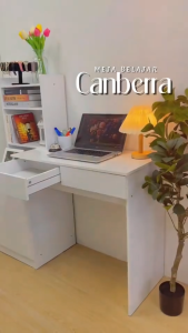 KENZZO Canberra Student Study Table With Book Shelf Table With Drawer/ Meja Belajar / meja + almari tepi + drawer / Computer Table Desktop Gaming Tables Working Table Writing Desk