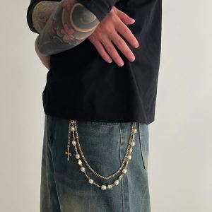 Ingemark Punk Cross Jesus Pendant Keychains for Men Rock Goth Pants Waist Belt Wallet Bag Chain Jeans Pants Male Jewerly Grunge