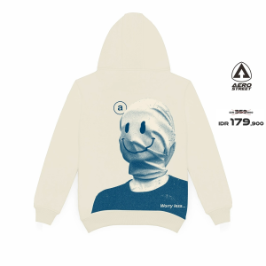 Aerostreet Hoodie Oversize Worry Less Krem Sweater Jumper CBDAA