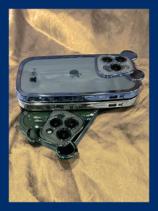 Yuanfeng Blue Violent Bear 15 Anti-Fall Protection Case for Apple 14 New iPhone 13 pro Max Transparent Full Cover Electroplated Female Male Model