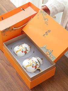 Traditional Chinese Ceramics Tea Set Tea Brewing Cup Tea Water Separation Cup Set Good Things Happen Gift Box New Couples